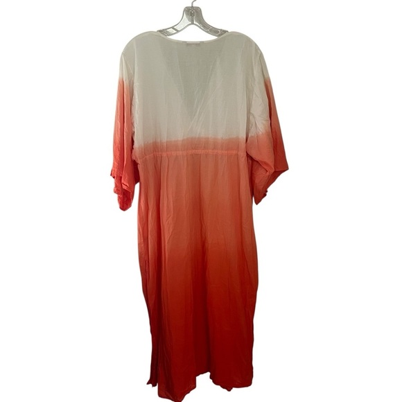 BODEN Maxi Long Empire Kaftan Orange Dip Dye Kimono Beach Cover Up Dress US 6 - Picture 3 of 10